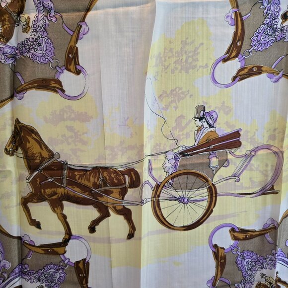 Vintage Silk Scarf with Equestrian Theme - Picture 2 of 8